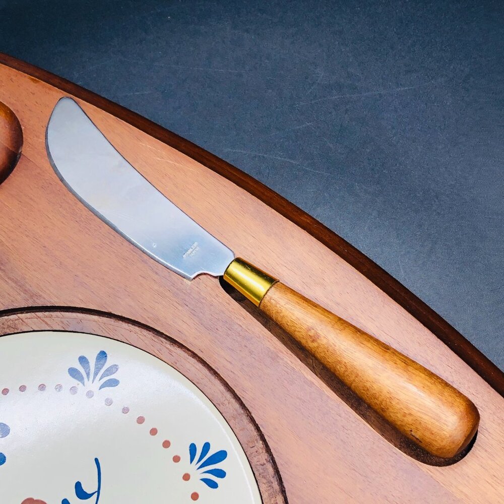 70s Country Florals Oversized Wood Ceramic Tile Cheese Charcuterie Board Tray - Picture 5 of 12